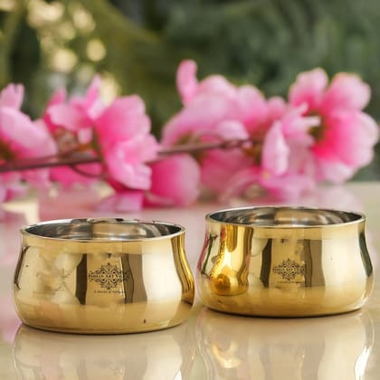 Indian Art Villa Steel Brass Curved Chuttni Bowl, Volume-75 ML-2