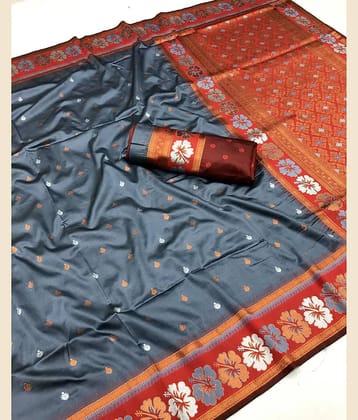 Semore Art Silk Solid Banarasi saree With Unstitched Blouse Piece ( Light Green )