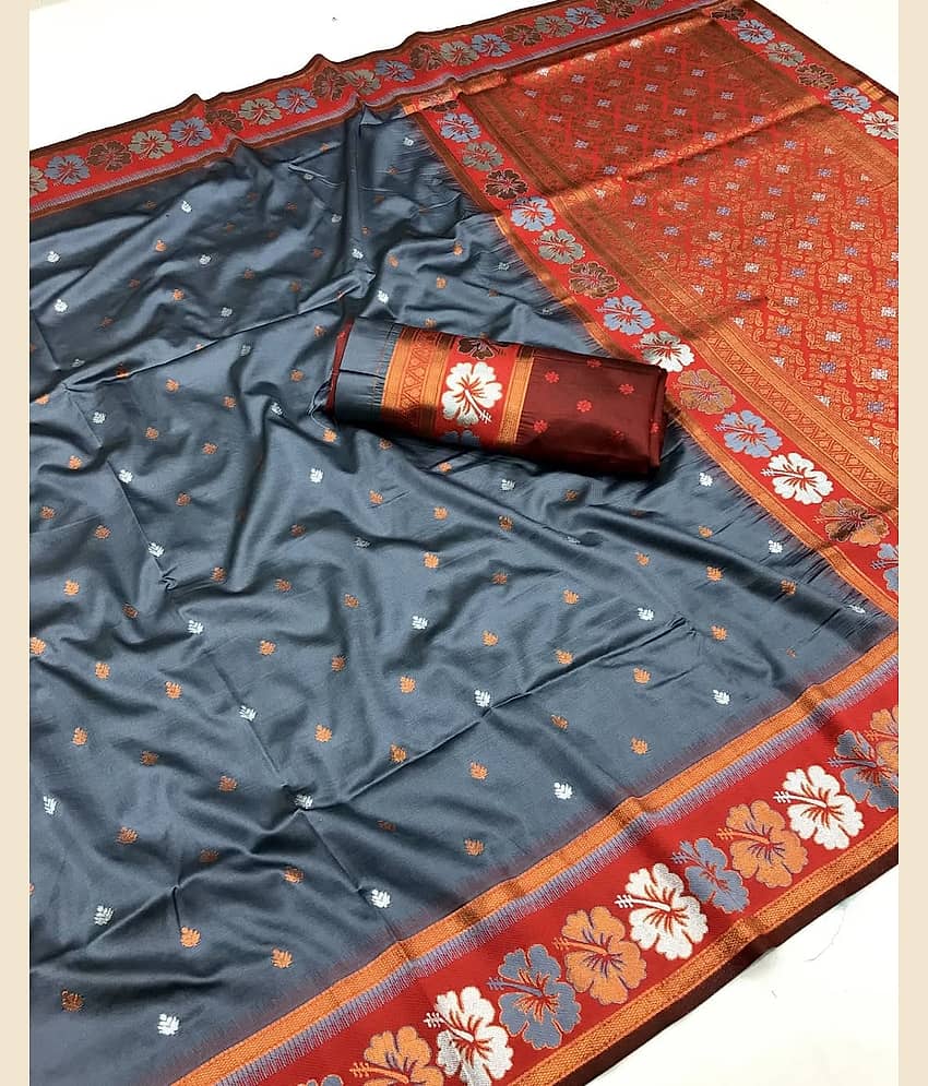 Semore Art Silk Solid Banarasi saree With Unstitched Blouse Piece ( Light Green )