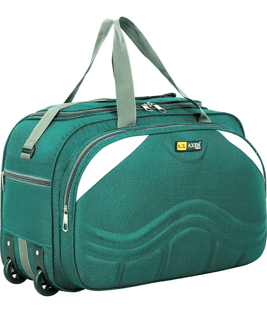 AXEN BAGS 50 Ltrs GREEN Polyester Duffle Trolley