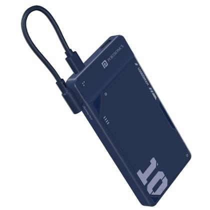 Portronics Luxcell UNO 10K 10000mAh Slim Powerbank, 22.5W Fast Charging, Dual Output Port, LED Indicator