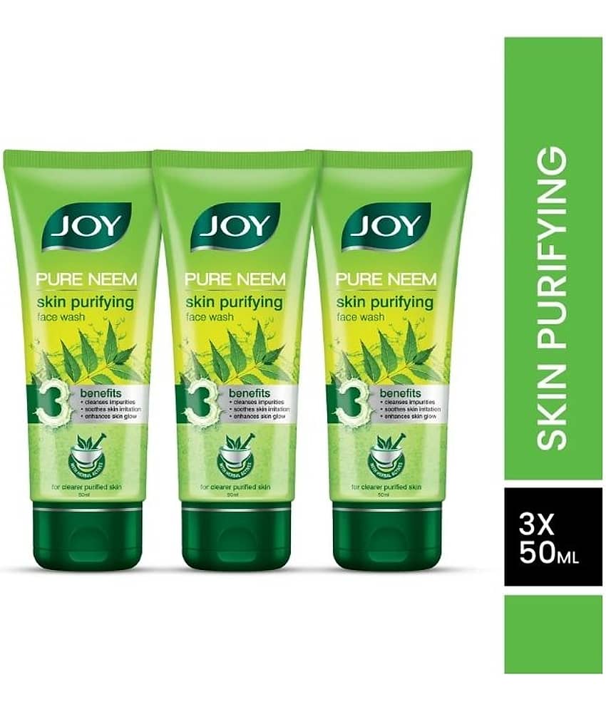 Joy Skin Purifying Neem Face Wash For Oily Skin Fights Acne Pimples & Controls Excess Oil 50ml each (Pack of 3)