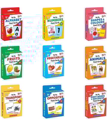 Little Berry Flash Cards for Kids: Alphabets, Numbers, Shapes, Colours, Fruits, Vegetables, Animals, Transport,  Sight Words (All-in-One Set of 9) | 288 Picture Cards | Fun Learning & Education