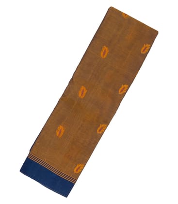 Dark Beige Handloom Rasipuram Cotton Saree With Leafy Buttas-Beige