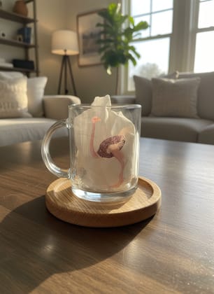 Ivvory Ostrich Glass Coffee Mug (Standard Size) | Printed Glassware | Animal Theme Cup