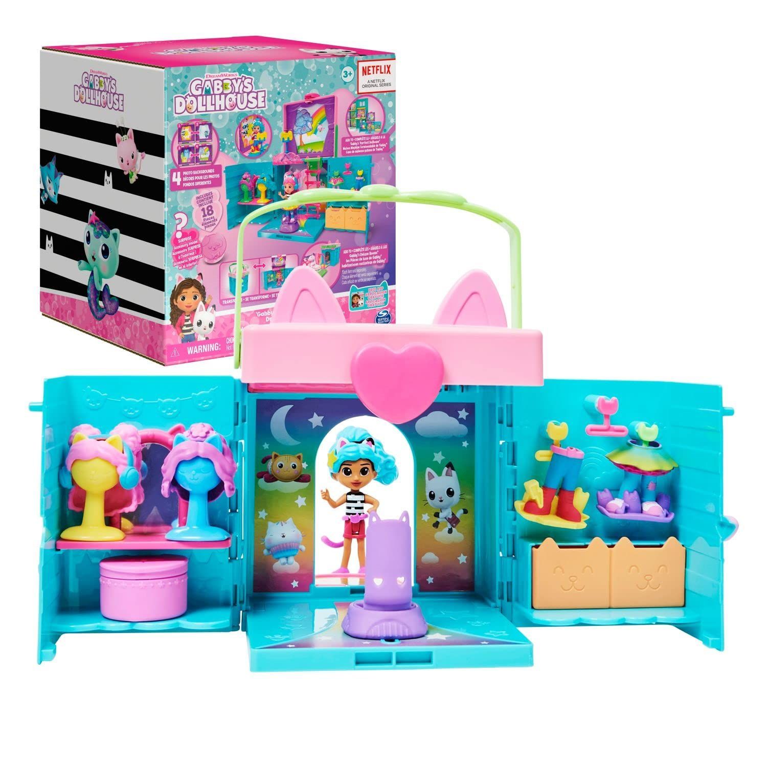 Gabbyâ's Dollhouse Dress-Up Rainbow Closet Portable Playset With Gabby Doll and Surprise Toys