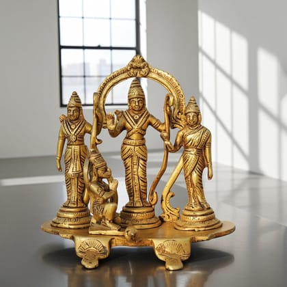 Brass Ram Darbar Same Base Murti | Ram Parivar Idol for Mandir, Height : 7 Inch (BSMAS798 A)