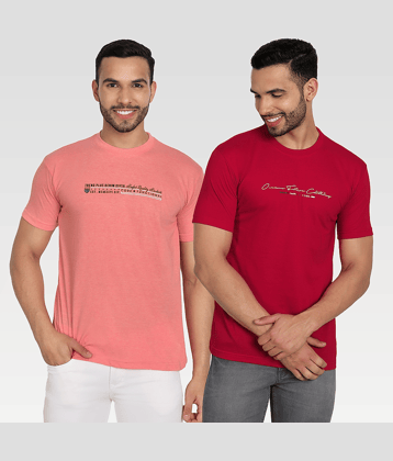 Zeffit Pack of 2 Cotton Blend Regular Fit Men's T-Shirt ( Multicolor )