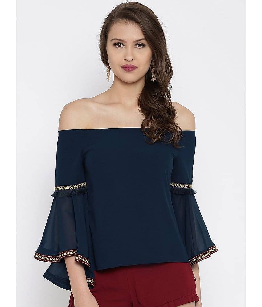 Rare Women's Georgette Regular Top ( Navy )