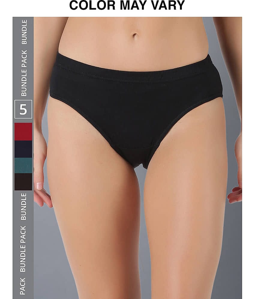 Dollar Lehar Super Combed Cotton Women's Solid Hipster Panty - Pack of 5 - (Colour May Vary)