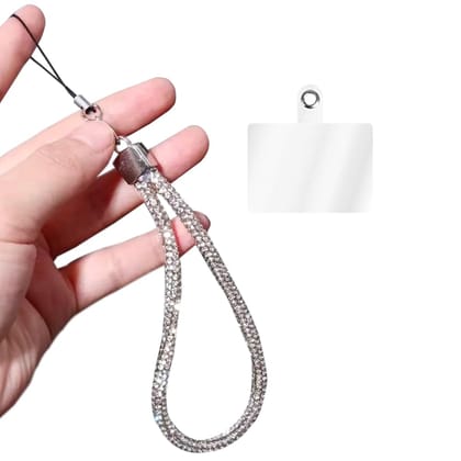 GadgetBite Small Diamond Charm Phone Lanyard: Stylish Cross-Body Mobile Holder Strap, Hands-Free Neck Chain Accessory, Ideal for iPhone & Most Smartphones with Charms for Phone Cases- (Silver) GadgetBite Small Diamond Charm Phone Lanyard: Stylish Cross-B