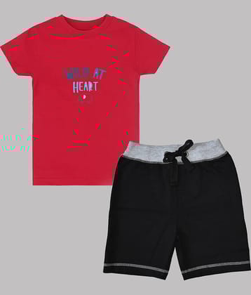 ETCHED DESIGN Pack of 1 Boys Cotton T-Shirt & Shorts Set ( Multicolor )