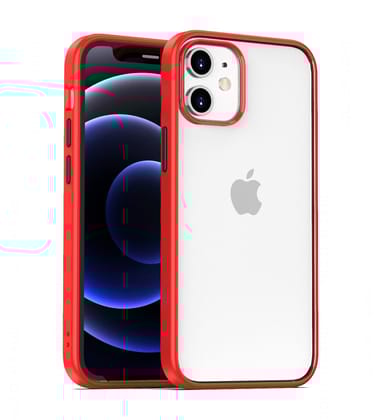Simply Clear Series Hybrid Transparent Back Cover for Apple iPhone 12 Mini, Red