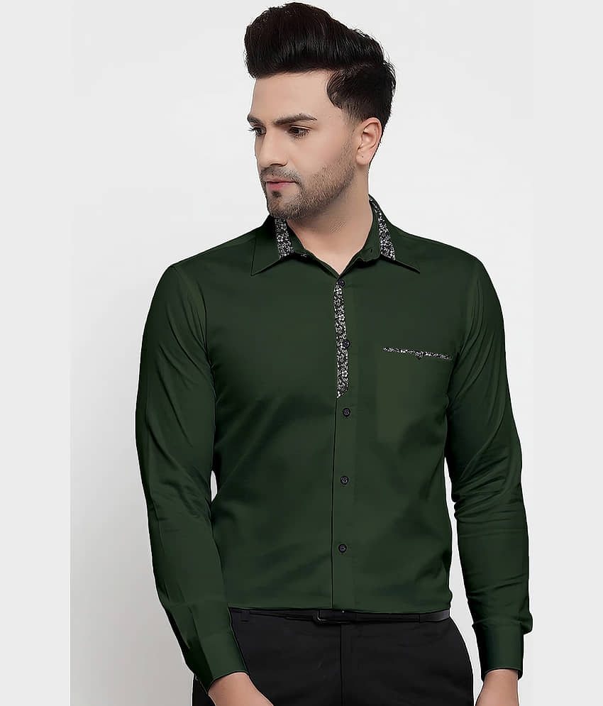 WEBRIC Cotton Blend Regular Fit Full Sleeves Men's Formal Shirt - Green ( Pack of 1 )
