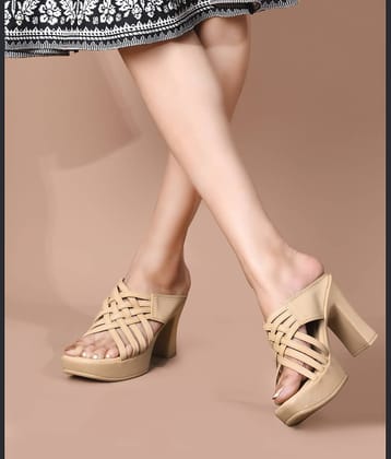 JM Looks Beige Women's Slip On Heels