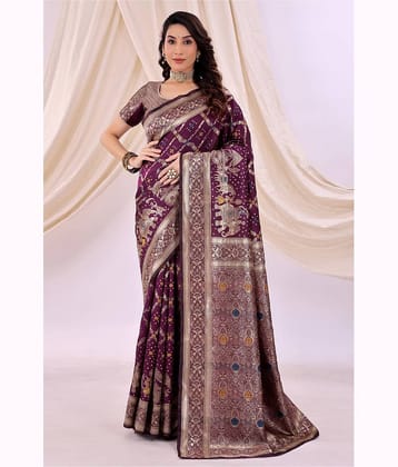 Suntex Silk Woven Saree With Unstitched Blouse Piece ( Blue )