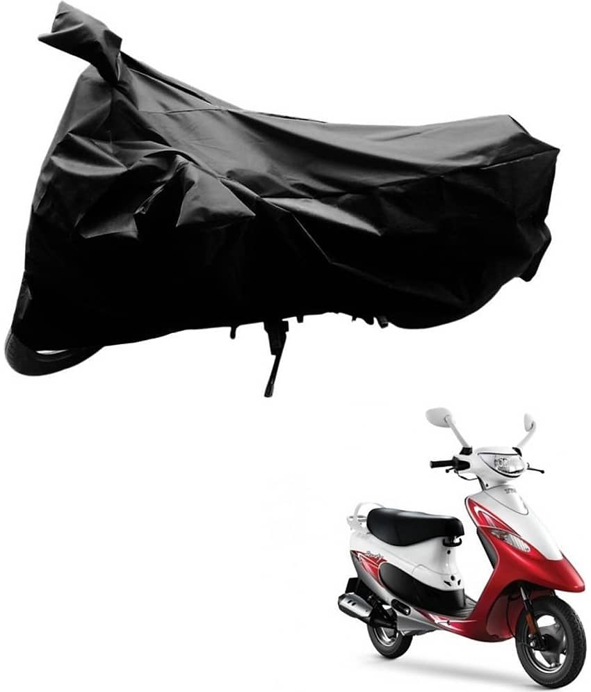 AutoRetail Dust Proof Two Wheeler Polyster Cover for TVS Scooty Pep + (Mirror Pocket, Black Color)