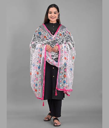 Apratim - White Net Women's Dupatta - ( Pack of 1 )