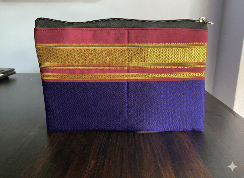 Baggz And Baggz Handcrafted Khun Weave Multipurpose Pouch (Royal Blue and Maroon) | Authentic Khun Weave Blend | Daily Essentials & Gifting