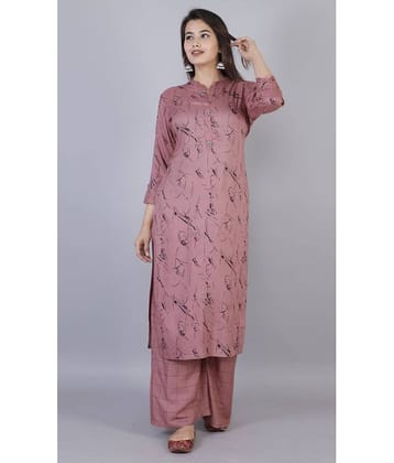 JC4U - Mauve Straight Rayon Women's Stitched Salwar Suit ( Pack of 1 )