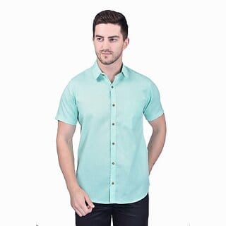 PrintCulture Men Solid Casual Light Blue Shirt