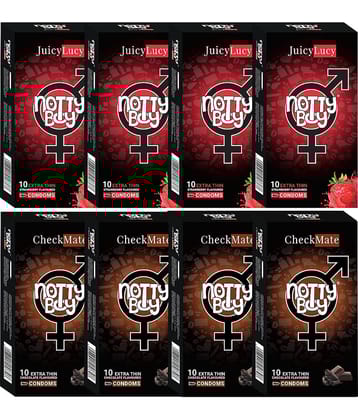 NottyBoy Chocolate and Strawberry Flavoured Ultra Thin Condoms For Men - 80 Units