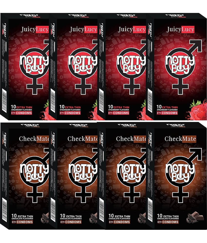 NottyBoy Chocolate and Strawberry Flavoured Ultra Thin Condoms For Men - 80 Units
