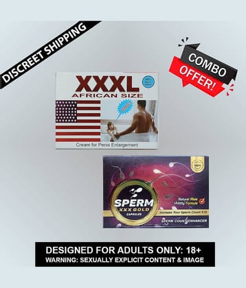 Combo of XXXL African Size Cream For Penis Enlargement & Dr. Chopra Sperm XXX Gold Capsule For Men