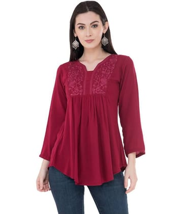 SAAKAA Women's Rayon A-Line Top ( Maroon )