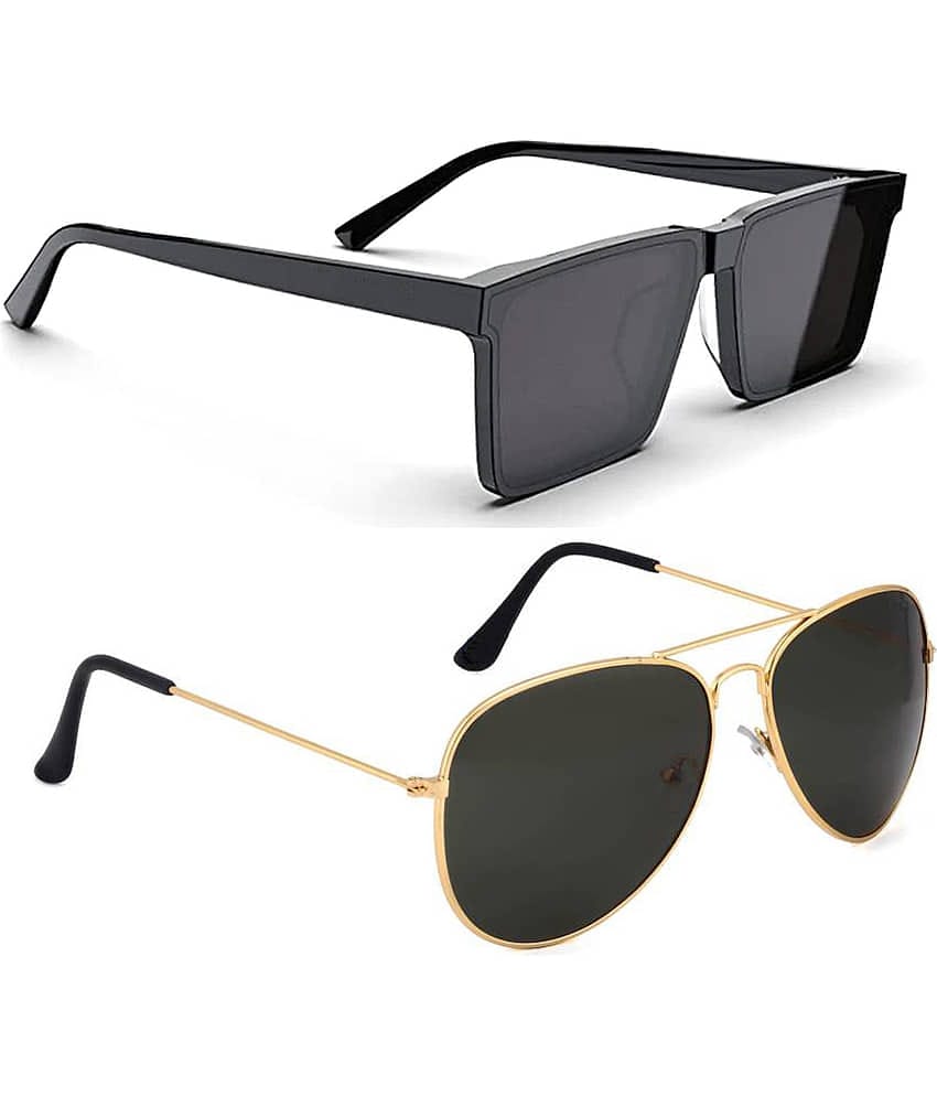 Elligator Multicolor Rectangular Sunglasses ( Pack of 2 )