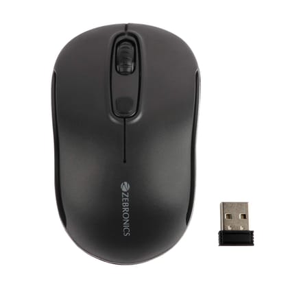 Zebronics Dash Plus Wireless Mouse 2.4GHz High Precision with up to 1600 DPI, Plug & Play Usage- Black