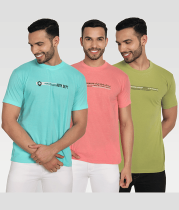 Zeffit Pack of 3 Cotton Blend Regular Fit Men's T-Shirt ( Multicolor )