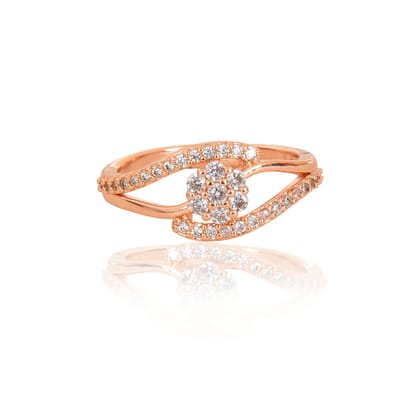 Rose Gold Plated | American Diamond Studded | Adjustable | Finger Ring for Women and Girls