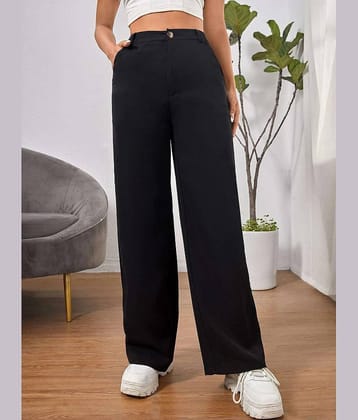 Broadstar Pack of 1 Polyester Straight Women's Casual Pants ( Black )