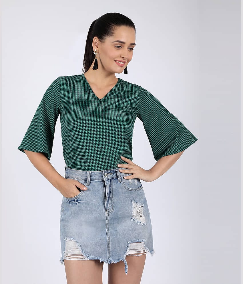 Chimpaaanzee - Green Crepe Women's Regular Top ( Pack of 1 )