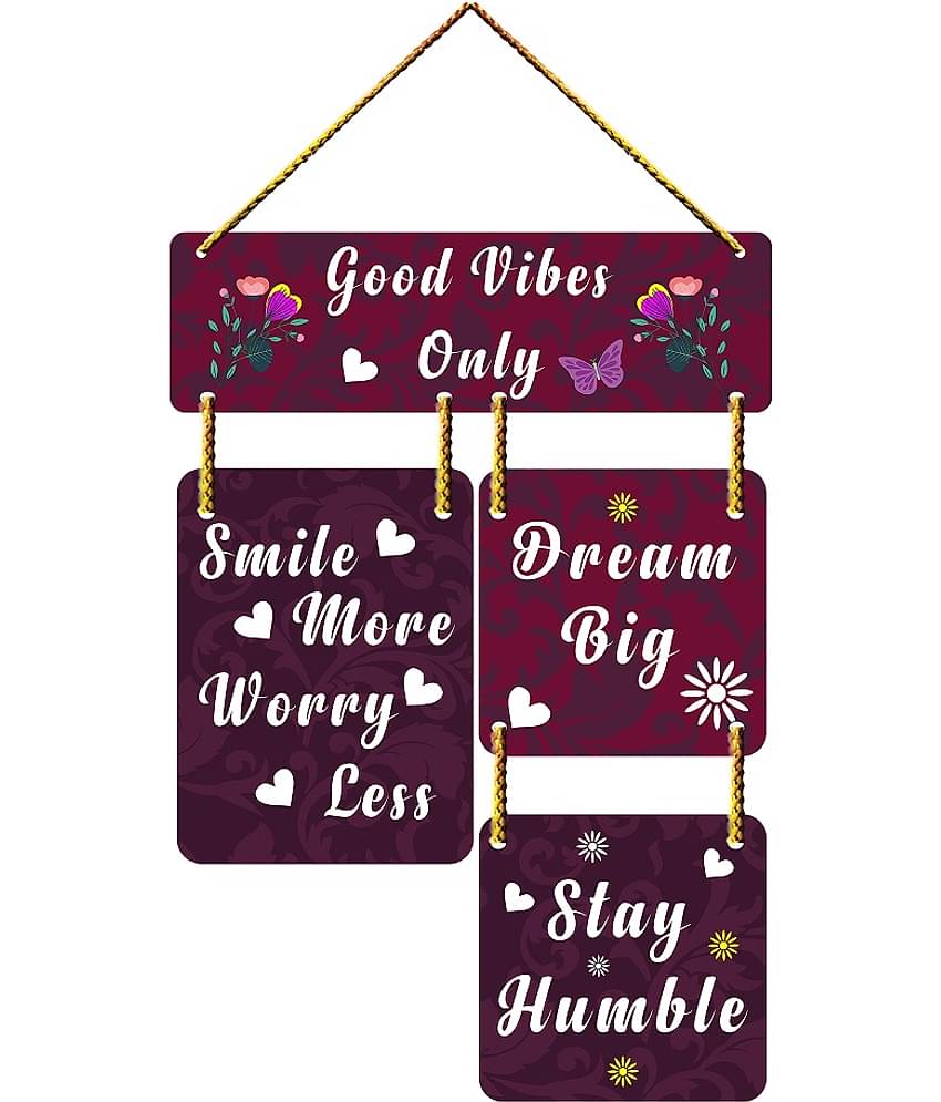 Positive Vibe Lifestyle Wood Good Vibes Hanging Wall Sculpture Multi - Pack of 1