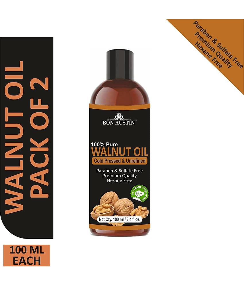 Bon Austin  Premium Walnut oil  - Cold Pressed & Unrefined Combo pack of 2 bottles of 100 ml(200 ml)
