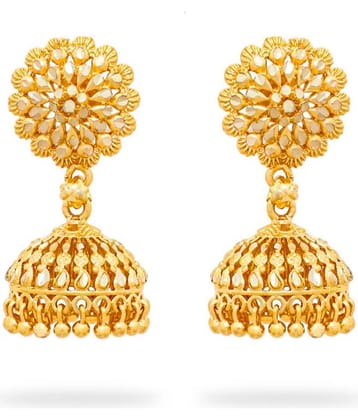 LUV FASHION Golden Jhumki Earrings ( Pack of 1 )