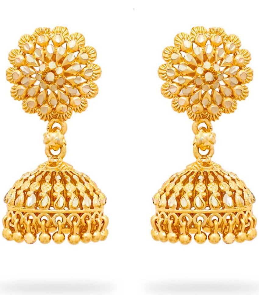 LUV FASHION Golden Jhumki Earrings ( Pack of 1 )