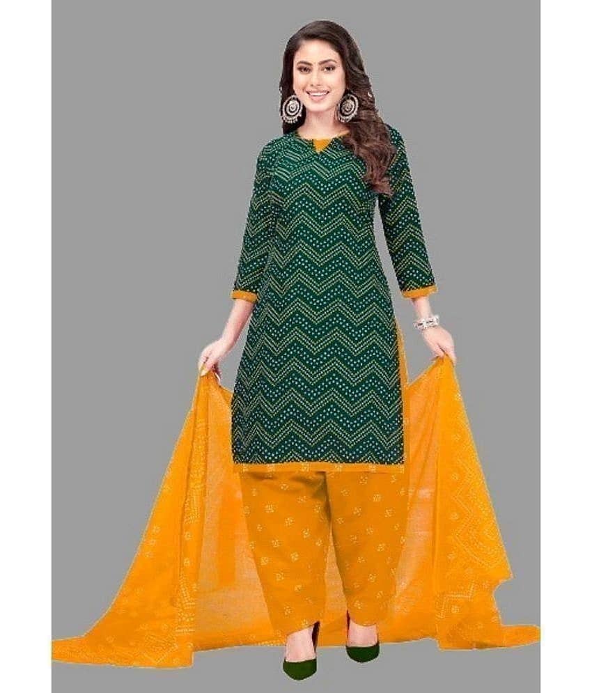 SIMMU - Unstitched Green Crepe Dress Material ( Pack of 1 )