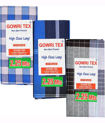 GOWRI TEX Cotton Men's Lungi Multicolor ( Pack of 3 )