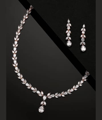 Priyaasi - White Brass Necklace Set ( Pack of 1 )