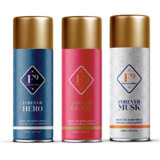 F9 Forever Hero, Glam and Musk Long Lasting Freshness Deodorant Perfume Body Spray For Men and women (150ml3) F9 Forever Hero, Glam and Musk Long Lasting Freshness Deodorant Perfume Body Spray For Men and women (150ml3)