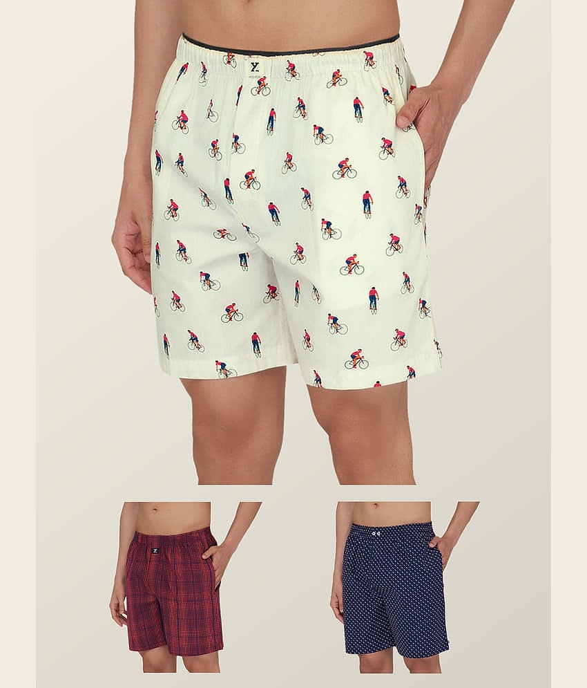 XYXX Pack of 3 Cotton Blend Boxers For Men's ( Cream )