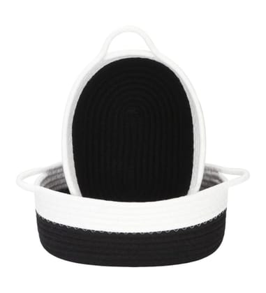 Generic Cotton Black White 2 Pcs Storage Basket For Clothes (Black-White)-PID66408
