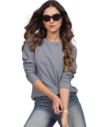 Leotude Women Cotton Blend Solid Oversized Fit Round Neck T-Shirt ( Grey )
