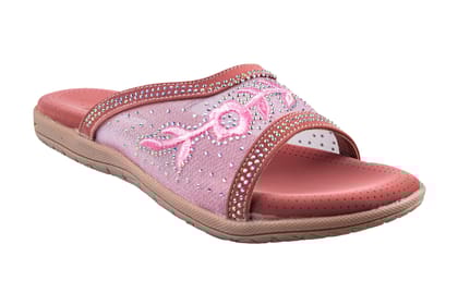 Trendz Ladies Peach Chappal-Rose Gold / 3