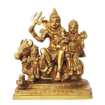 Brass Shiv Parivar God Idol - Pooja Room Decor, Height : 6 Inch (BSMAS1386 F)