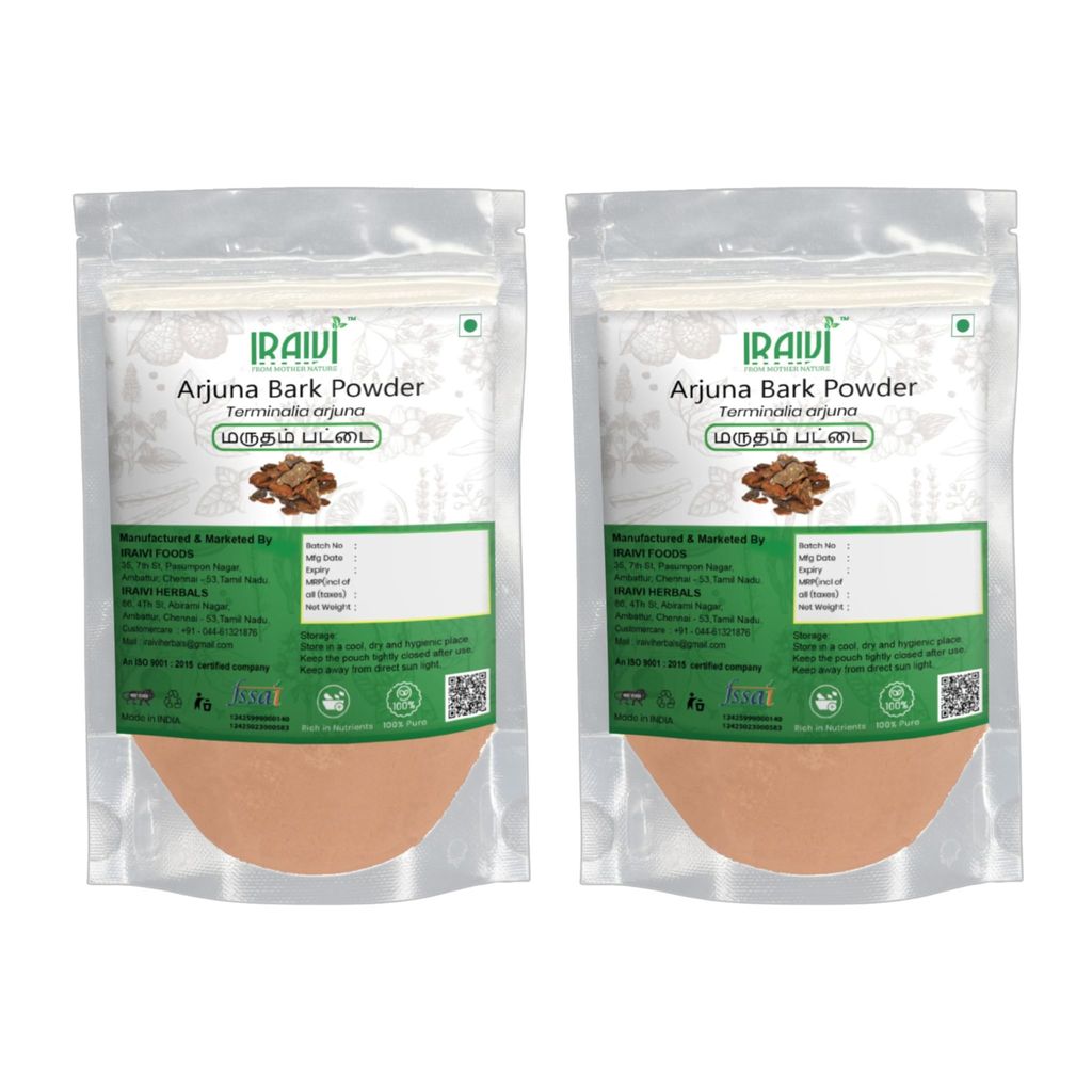 IRAIVI Premium Arjuna Bark Powder -200g for Wellness | Arjun Chhaal | Marutham Pattai | 100% Pure Arjuna Chhal Supplement | Supports Natural Vitality | Daily Health