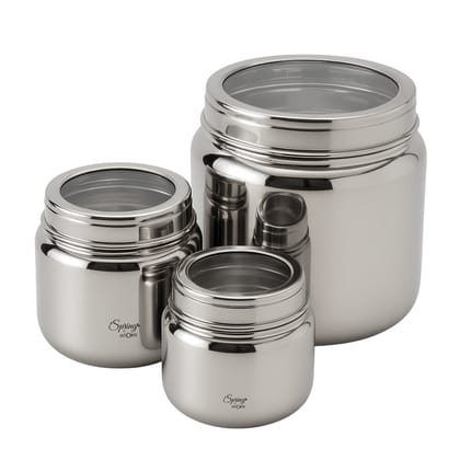 LA' FORTE Premium Stainless Steel Storage Jar Set -3 Pieces LA' FORTE Premium Stainless Steel Storage Jar Set -3 Pieces